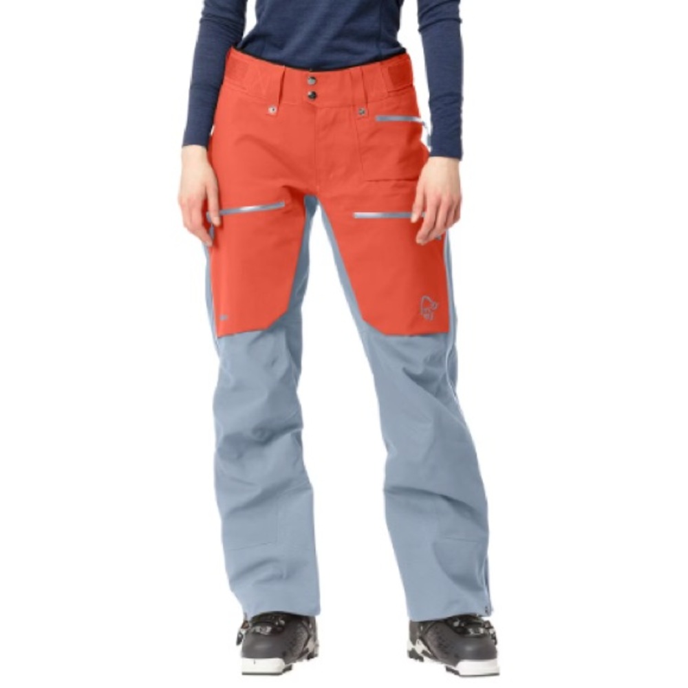 Norrona GoreTex Pro Ski & Snowboard Pants Women’s Orange Alert/ Blue Fog